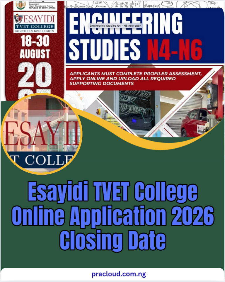 Esayidi TVET College Online Application 2026 Closing Date