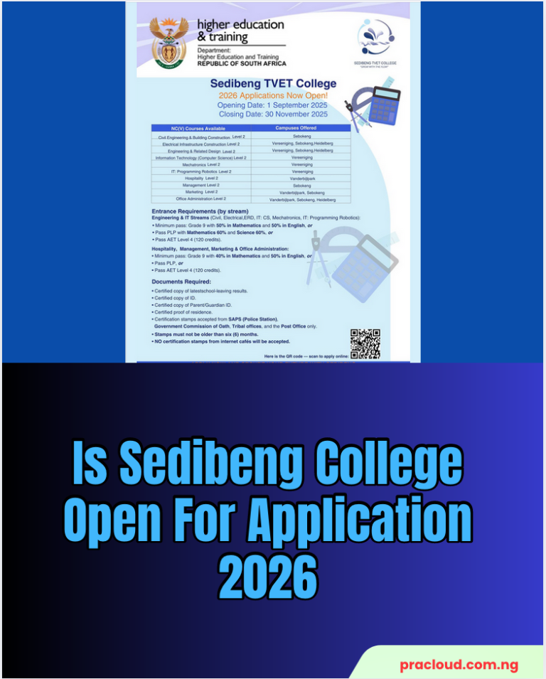 Is Sedibeng College Open For Application 2026