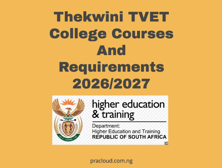 Thekwini TVET College Courses And Requirements 2026/2027