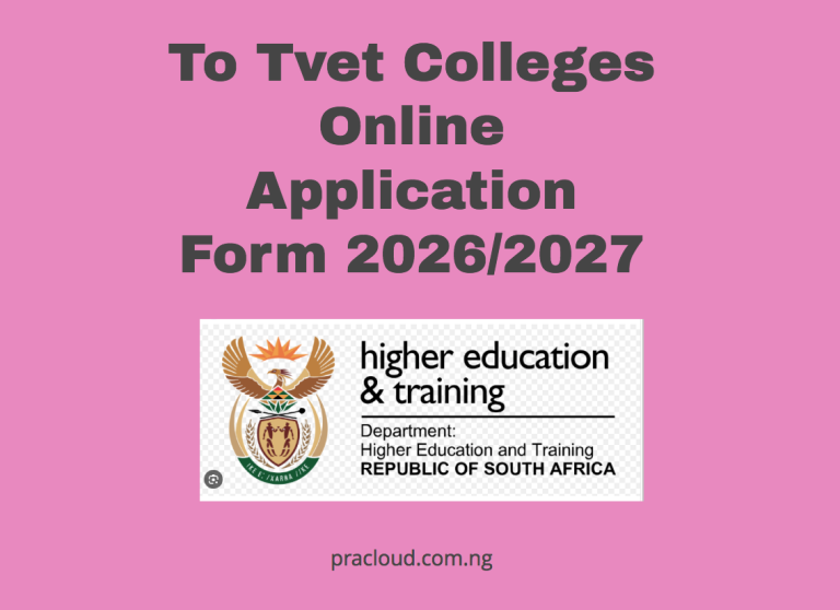To Tvet Colleges Online Application Form 2026/2027