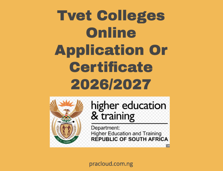 Tvet Colleges Online Application Or Certificate 2026/2027