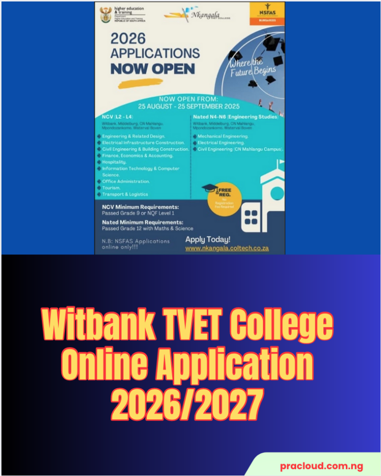 Witbank TVET College Online Application 2026:2027
