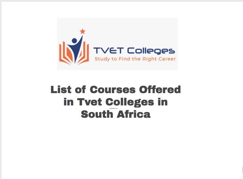List of Courses Offered in Tvet Colleges in South Africa
